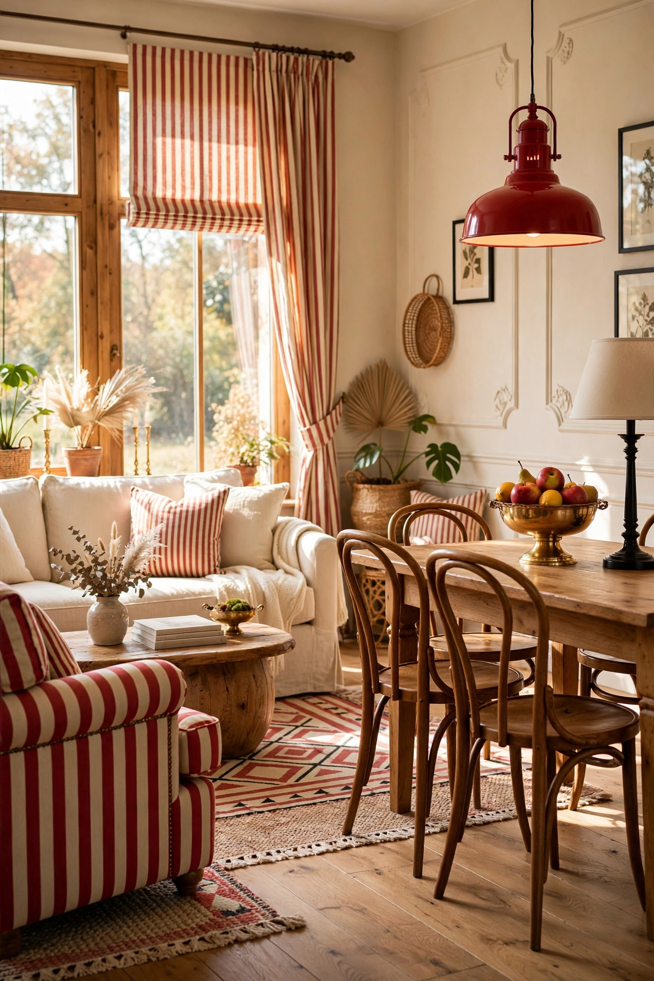 Circus-chic styling works room by room, from living rooms to hallways