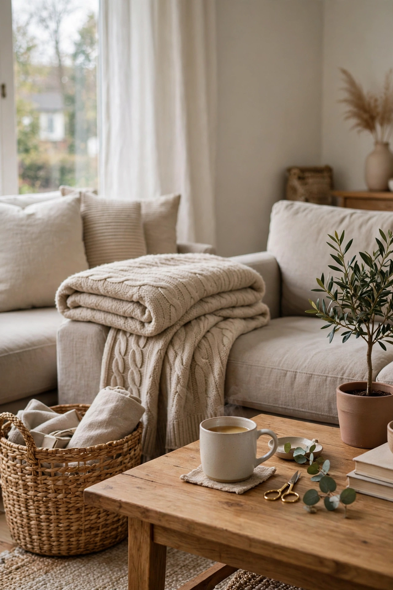 A weekly reset ritual keeping a living room calm and tidy