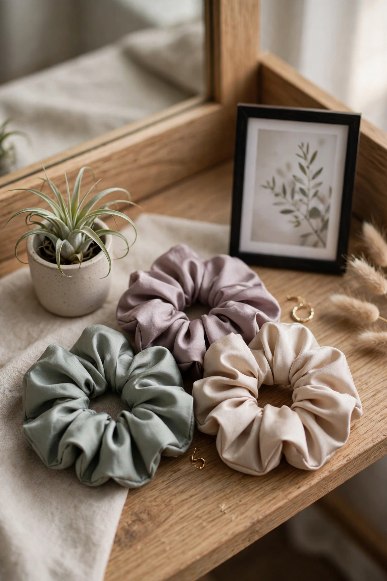 An air plant, silk scrunchies and a photo print as personal touches