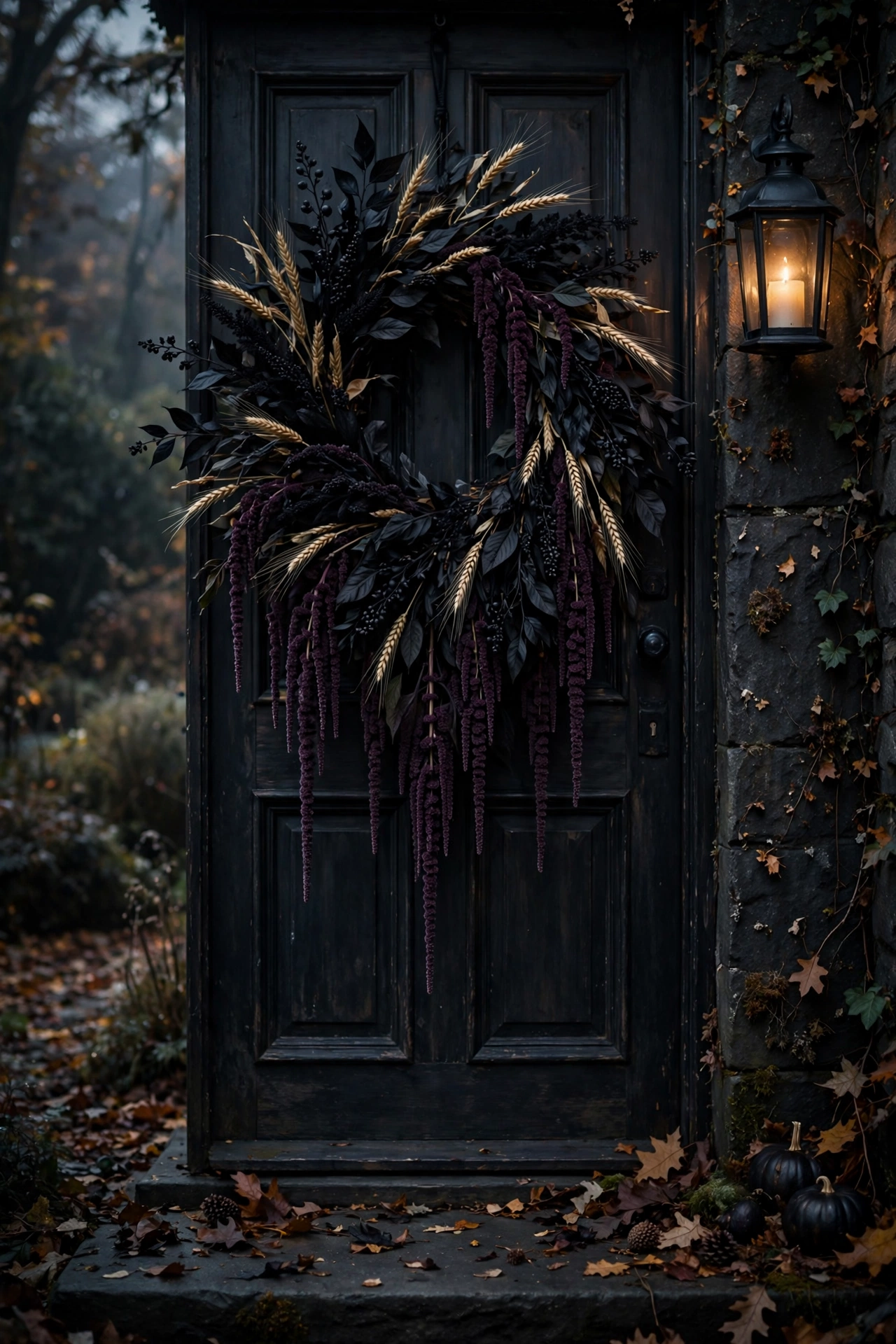 Dried Floral Black Wreath