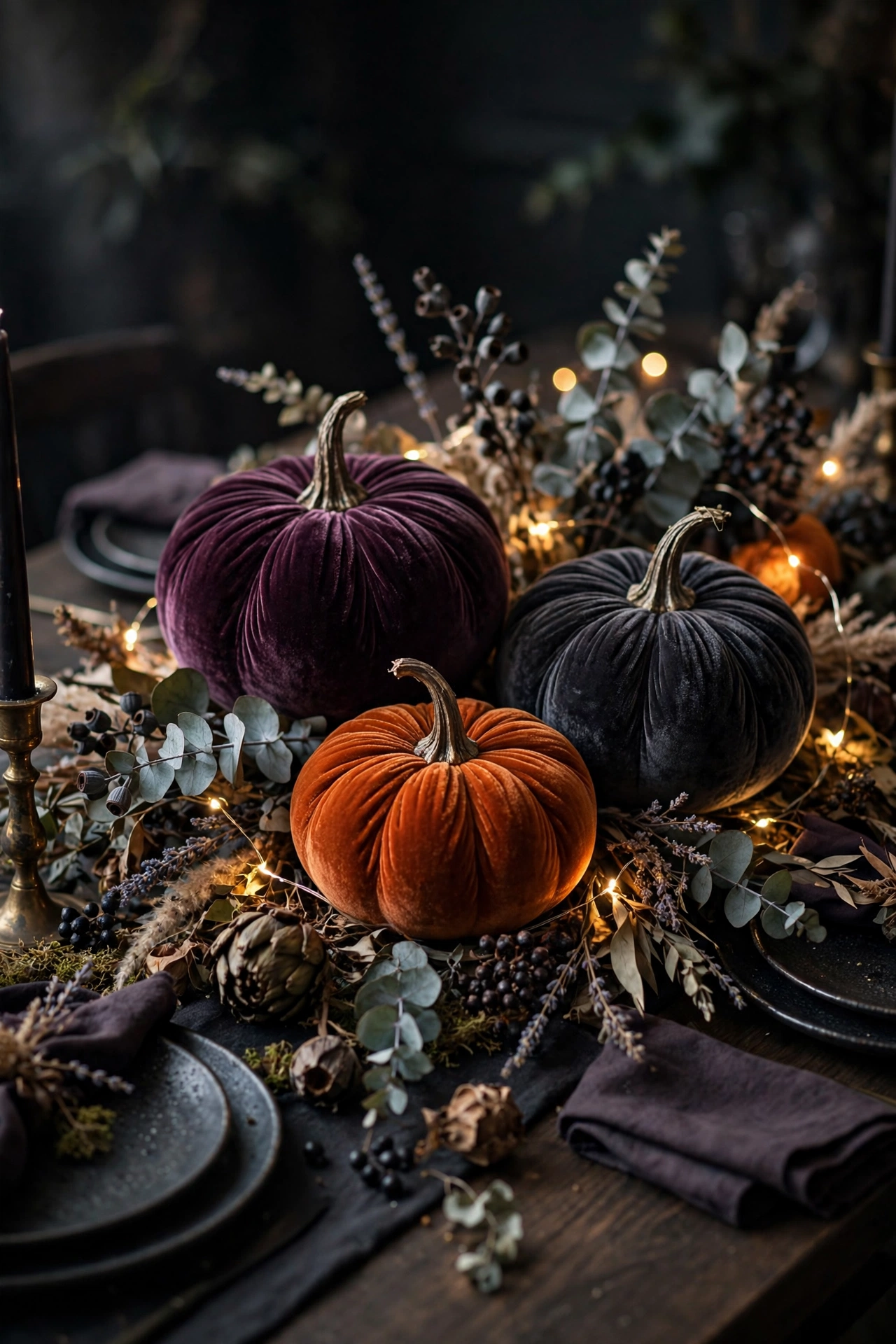 Velvet Pumpkin Centerpiece